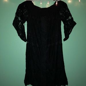 Black lace off shoulder dress
